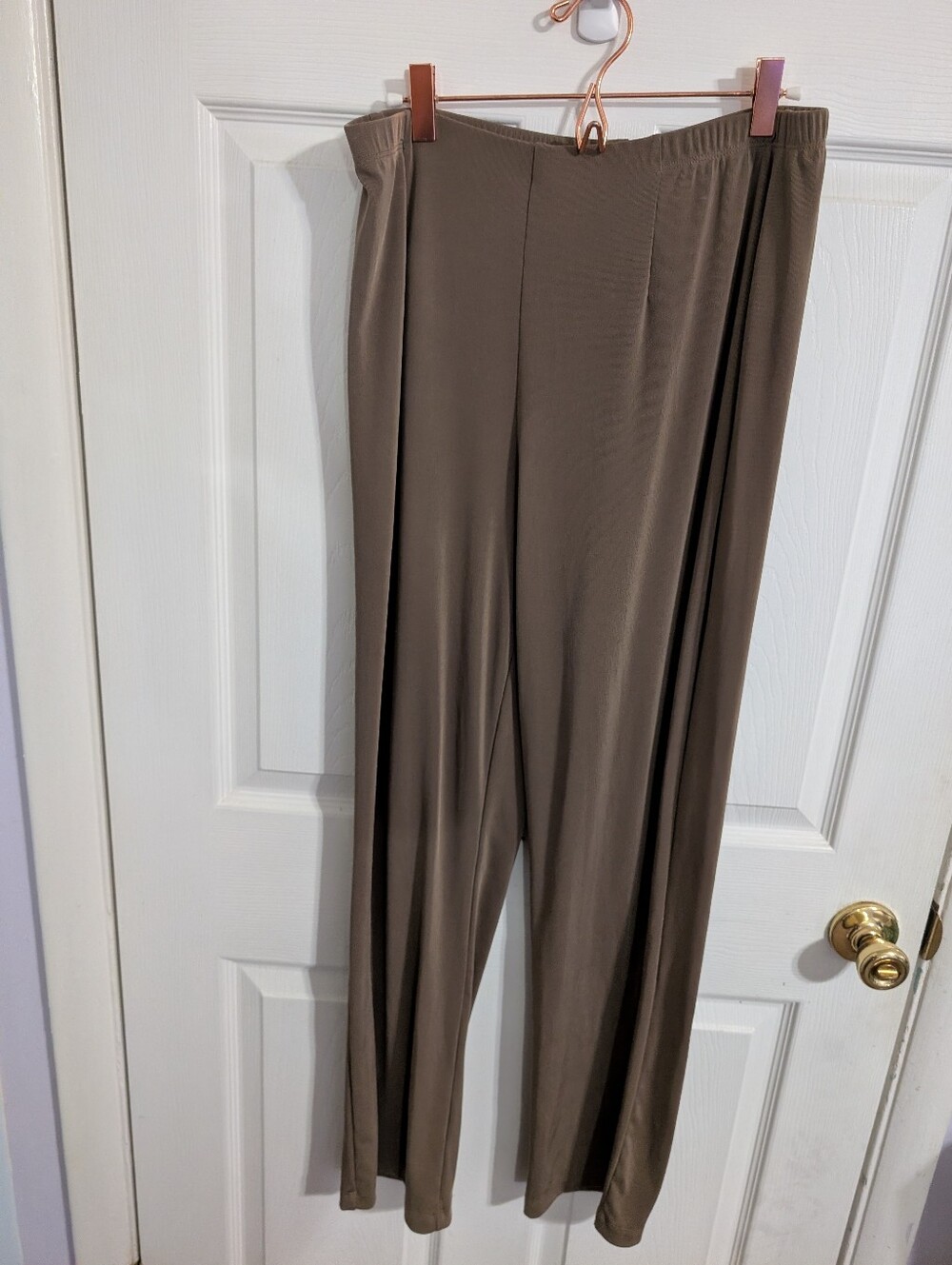 Chicos Easywear Womens Pants Beige Brown Pull On Elastic Waist Size 2 US Large